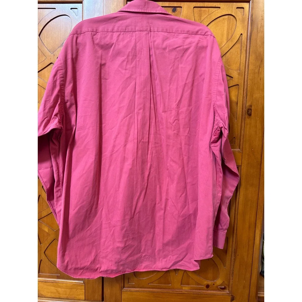 Polo Ralph Lauren Big Shirt Mens Large Pink Cotton Long Sleeve Button Down Logo